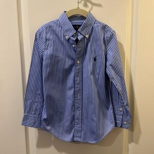 Ralph Lauren Boys Blue and White Stripe Button Down
